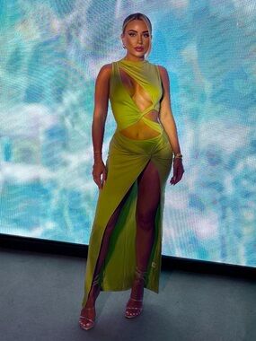 Neon Lime Cutout Maxi Dress